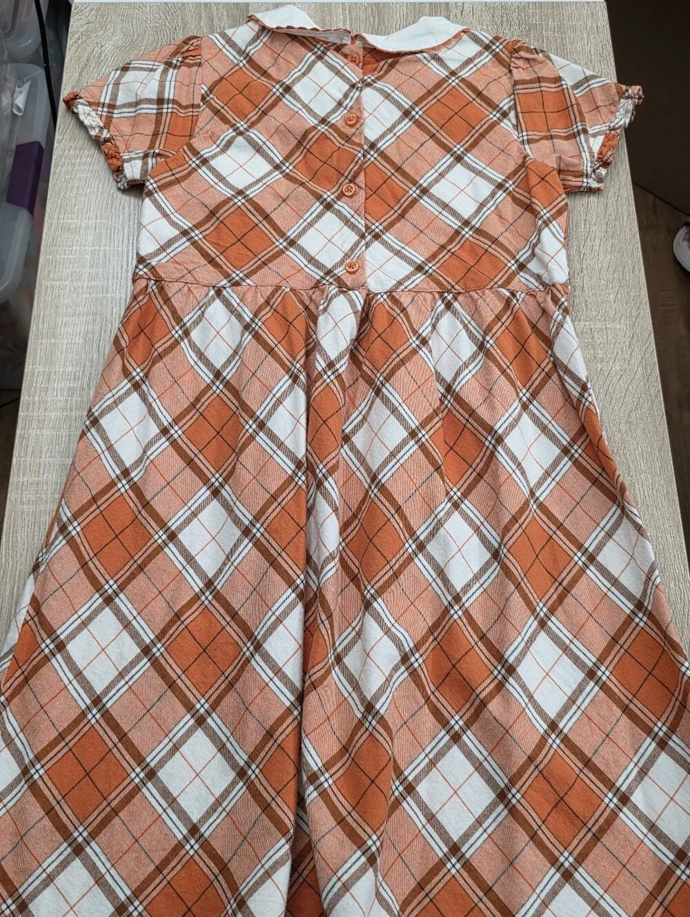 Gymboree Girls Plaid Twill Peter Pan Fall Dress Lil' Pumpkin Orange Size 12
